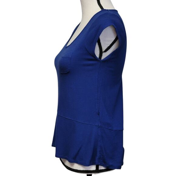Ever New Blue Knit Top Womens Sz‎ 2 Cap Sleeve Minimalist Capsule Staple Basic - Picture 3 of 6